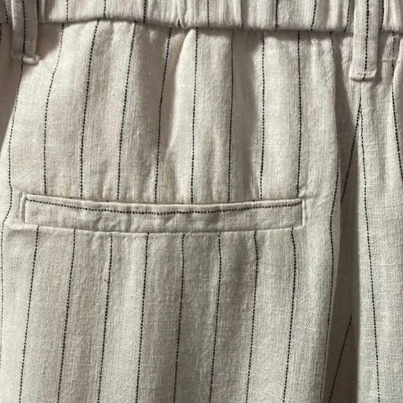A NEW DAY linen blend wide leg pin striped pants ivory trousers womens size 4 - Picture 6 of 12